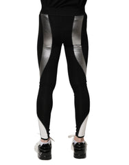 Dolce & Gabbana Black Silver Nylon Skinny Men Leggings Pants