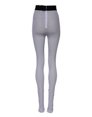 Dolce & Gabbana Gray Nylon DG Logo Mid Waisted Leggings Pants