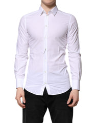 Dolce & Gabbana White Cotton GOLD Long Sleeves Formal Shirt