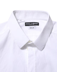 Dolce & Gabbana White Cotton Long Sleeves GOLD Formal Shirt