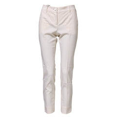 Dolce & Gabbana White Wool Tapered High Waist Pants