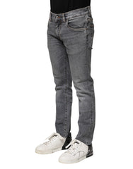 Dolce & Gabbana Gray Cotton Skinny Denim Trouser Jeans