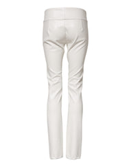 Dolce & Gabbana White Polyurethane High Waist Tapered Pants