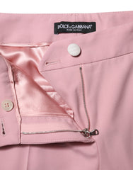 Dolce & Gabbana Pink Wool High Waist Tapered Pants