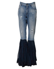 Dolce & Gabbana Blue Cotton High Waist Flared Denim Jeans