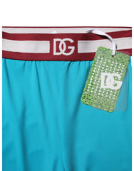 Dolce & Gabbana Blue Nylon Slim Fit Cropped Leggings Pants