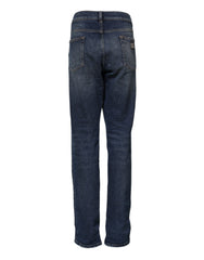 Dolce & Gabbana Blue Cotton Mid Waisted Straight Denim Jeans