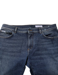 Dolce & Gabbana Blue Cotton Mid Waisted Straight Denim Jeans