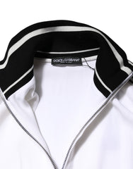 Dolce & Gabbana White Viscose Logo Women Full Zip Jacket