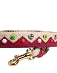 Dolce & Gabbana Beige Red Leather Handbag Accessory Shoulder Strap