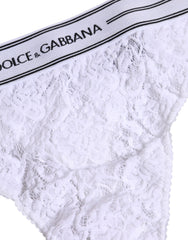 Dolce & Gabbana White Nylon Floral Lace Bottom Panty Underwear
