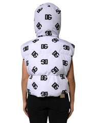 Dolce & Gabbana White Black DG Mania Polyester Puffer Jacket