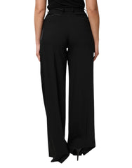 Dolce & Gabbana Black Wool High Waist Wide Leg Pants