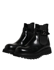 Dolce & Gabbana Black Belted DG Logo Men Chelsea Boots Shoes