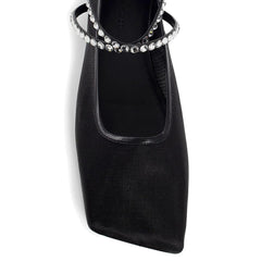 Amina Muaddi Mesh Crystal Ballerina Flats