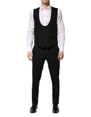 Dolce & Gabbana Black Wool 3 Piece Single Breasted Suit
