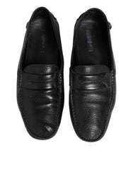 Dolce & Gabbana Black Leather Slip On Mocassin Loafer Shoes