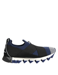 Dolce & Gabbana Blue Black Slip On Low Top Men Sneakers Shoes
