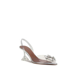 Amina Muaddi Silver Polyethylene Platform Pumps