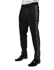 Dolce & Gabbana Black Gray Cotton Dress Formal Trouser Pants