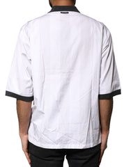 Dolce & Gabbana White Sketch Print Oversized Mens Polo T-shirt