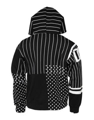 Dolce & Gabbana Black Stripes Hooded Men Sweatshirt Sweater