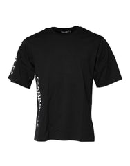 Dolce & Gabbana Black Logo Print Cotton Men Crew Neck T-shirt