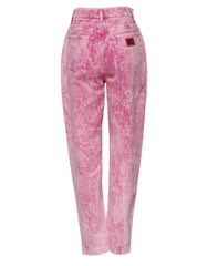 Dolce & Gabbana Pink Tie Dye High Waist Tapered Denim Jeans