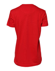 Dolce & Gabbana Red Cotton Short Sleeves Crew Neck Top T-shirt