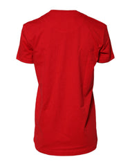 Dolce & Gabbana Red Cotton Short Sleeves Crew Neck Top T-shirt