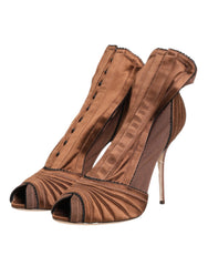 Dolce & Gabbana Brown Bette High Heeled Ankle Boots Shoes