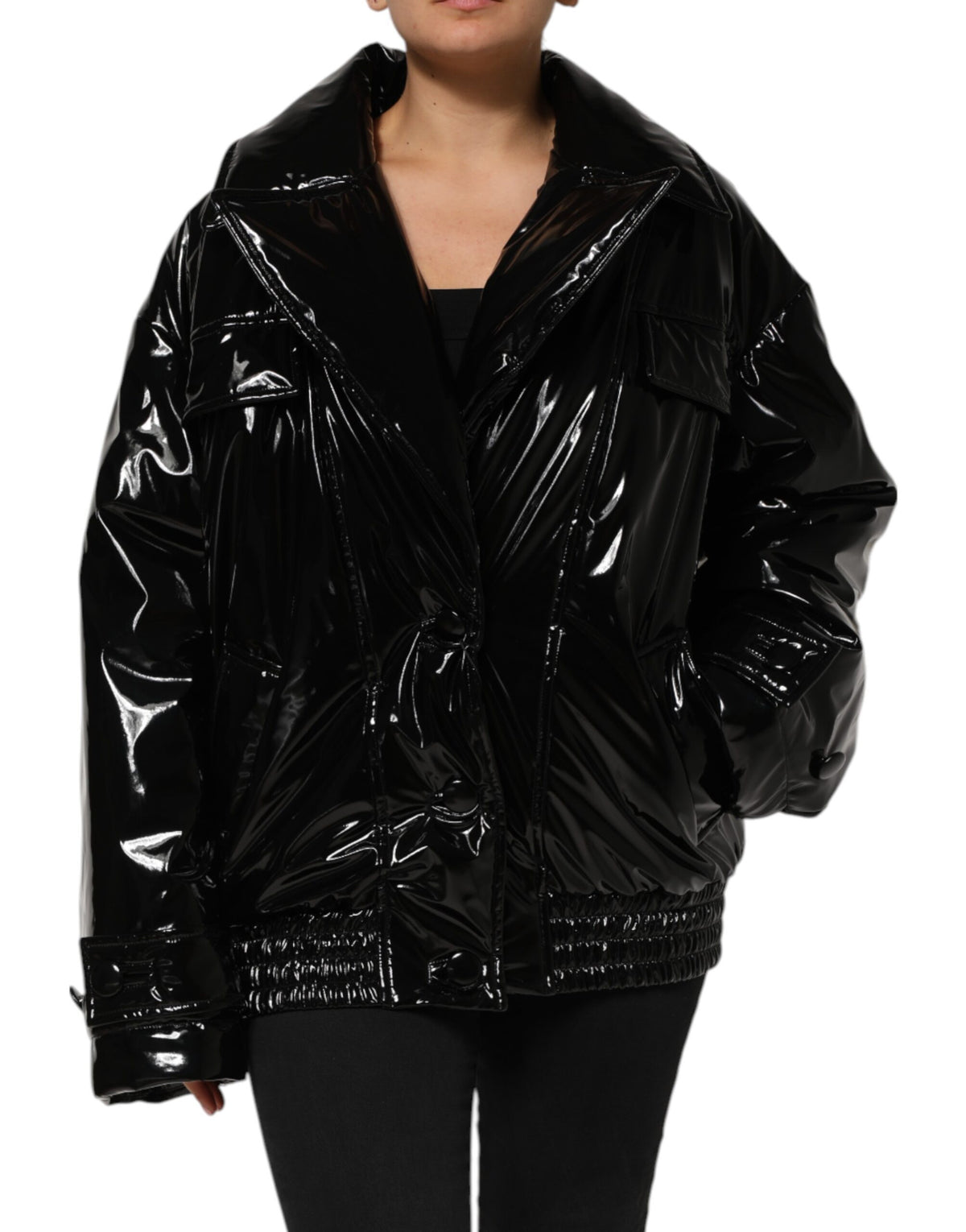 Dolce & Gabbana Polyester Black Quilted Puffer Coat  Jacket