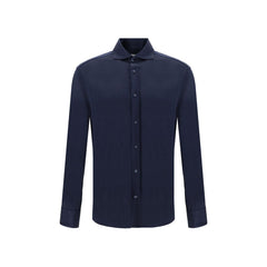 Brunello Cucinelli Blue Silk Shirt