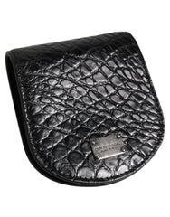 Dolce & Gabbana Black Exotic Skin Coin Condom Case Holder Pocket Wallet