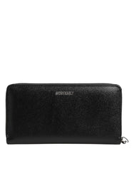 Dolce & Gabbana Black Leather #DGFAMILY Zipper Continental Mens Wallet
