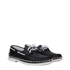 Christian Louboutin Black Leather Slip-On Loafers