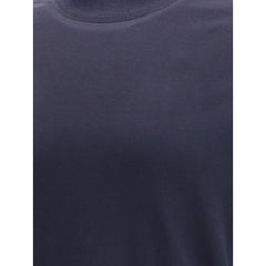 Brunello Cucinelli Blue Cotton Long Sleeve T-Shirt