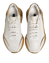 Dolce & Gabbana White Gold DAYMASTER Leather Sneakers Womens Shoes