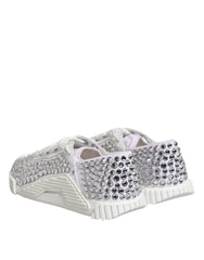 Dolce & Gabbana White NS1 Canvas Leather Embellished Sneakers Shoes