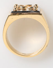 Dolce & Gabbana Gold Tone Brass Signet Square DG Logo Plaque Men Ring