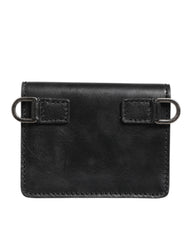 Dolce & Gabbana Black Leather Bifold Card Holder Mens Coin Purse Key Clip Wallet