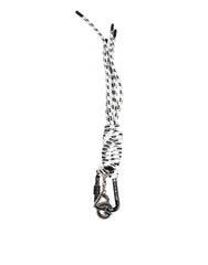 Dolce & Gabbana Black White Polyester Tape String DG Logo Keychain Keyring