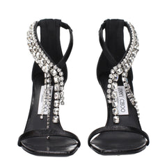 Jimmy Choo Black Leather Stiletto Heels Sandals
