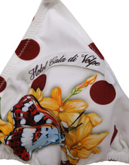 Dolce & Gabbana White Red Polka Dot Floral Print Triangle
