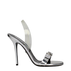 Versace Gray Leather Stiletto Heels Sandals