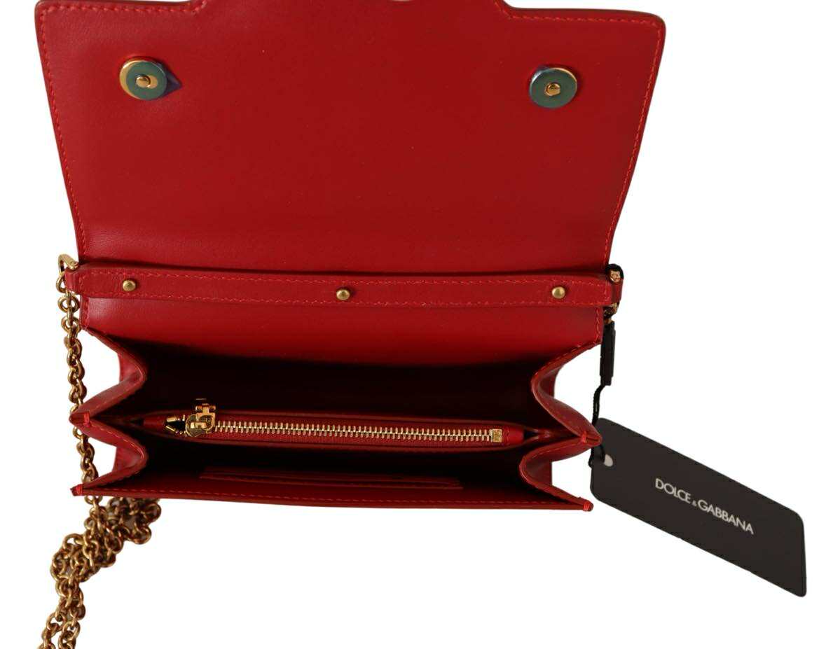 Dolce & Gabbana Red Leather Mini Crossbody Gold Hardware Rosso Papavero Bag