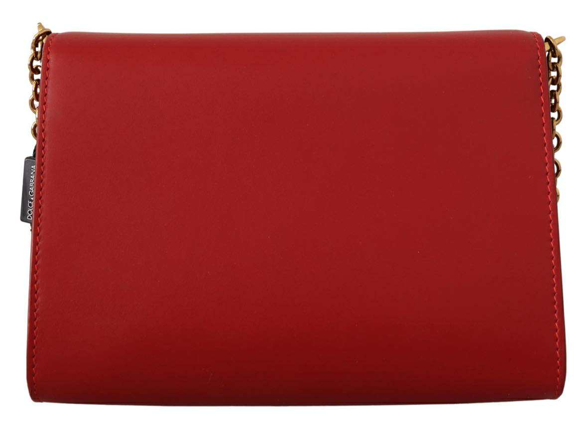 Dolce & Gabbana Red Leather Mini Crossbody Gold Hardware Rosso Papavero Bag