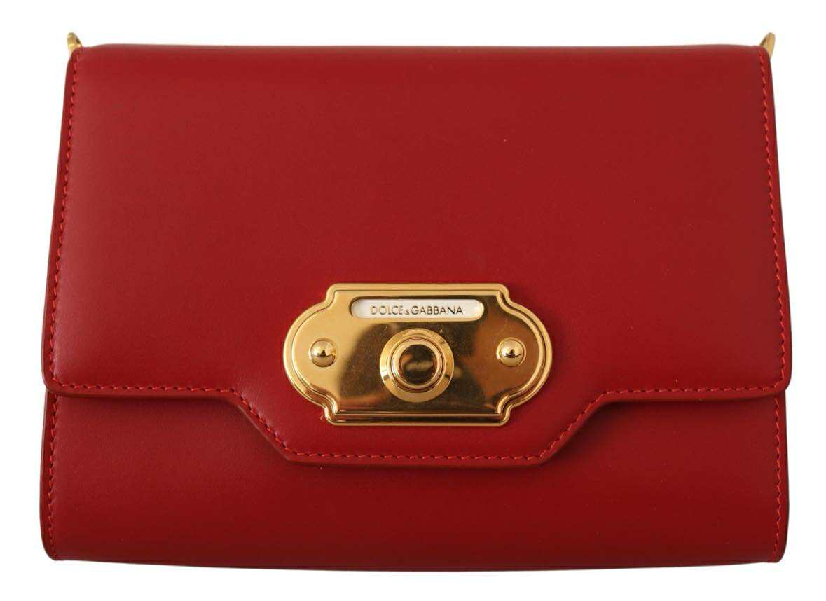 Dolce & Gabbana Red Leather Mini Crossbody Gold Hardware Rosso Papavero Bag