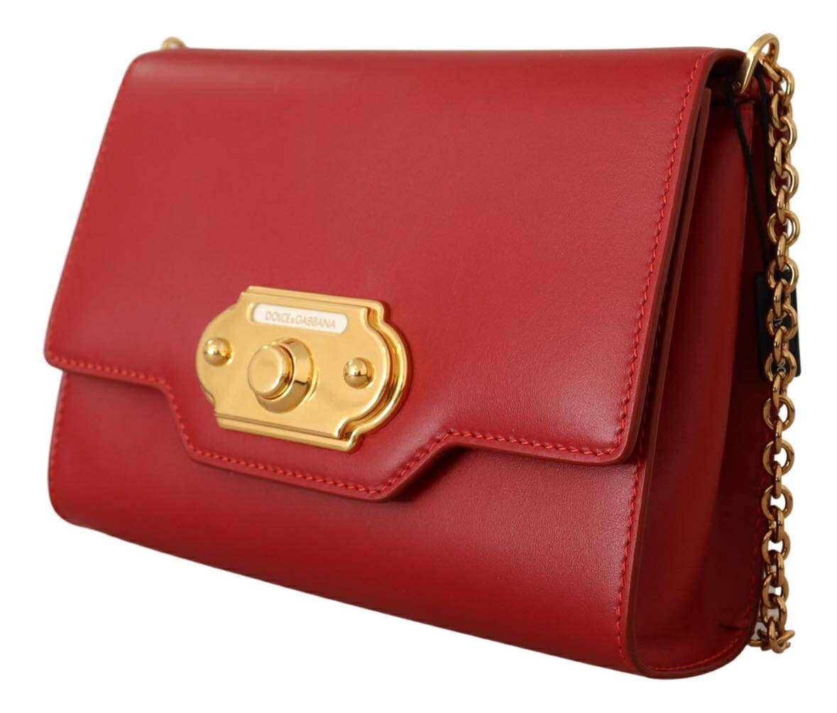 Dolce & Gabbana Red Leather Mini Crossbody Gold Hardware Rosso Papavero Bag