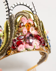 Dolce & Gabbana Gold Brass Crystal Embellished Headpiece Crown Tiara